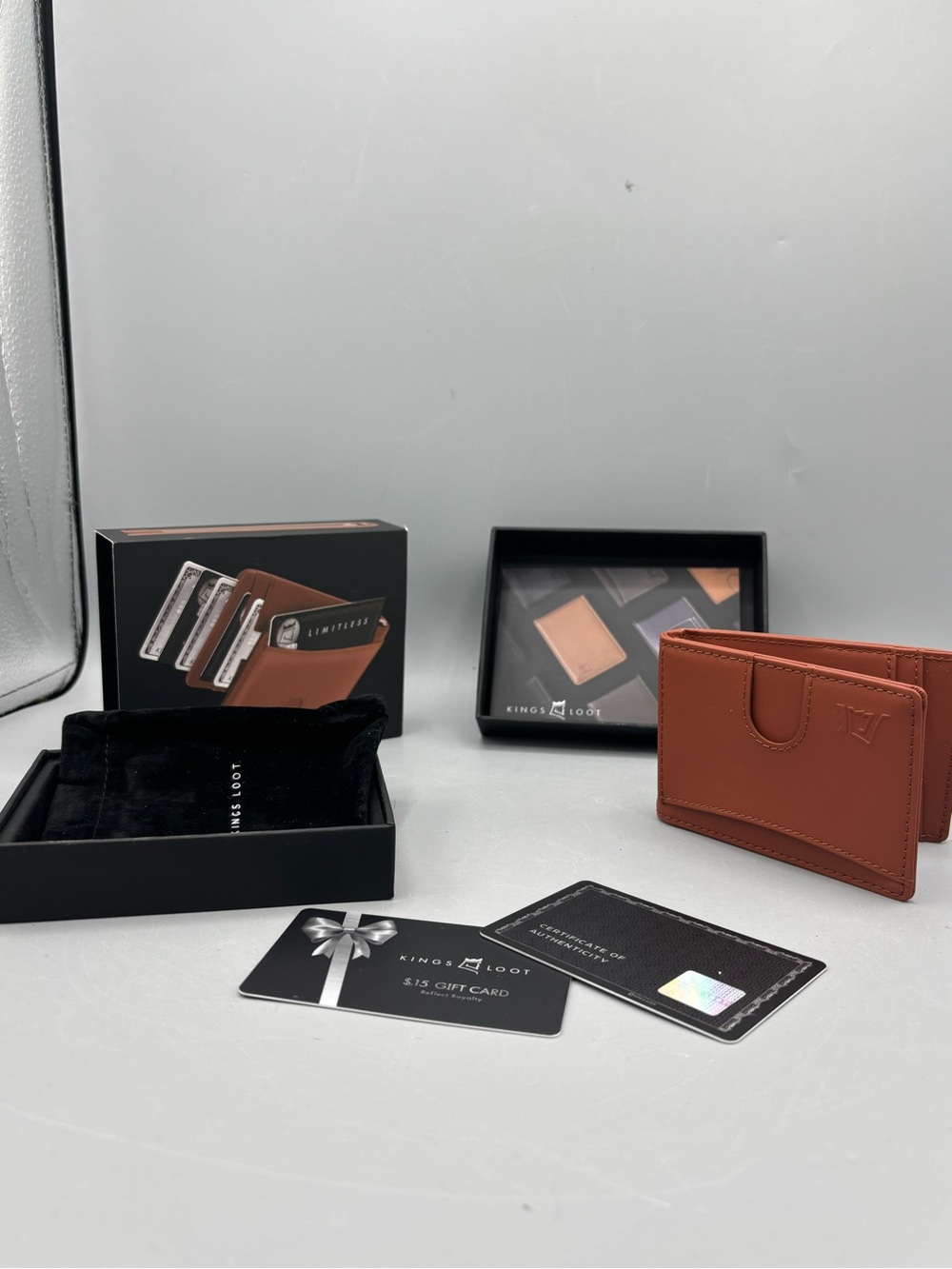 NIB Kings Loot brown full grain leather money clip slim minimalist wallet
